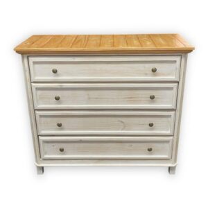 Cómoda blanca albayalde cubierta color nogal