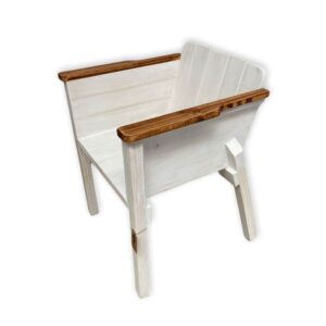 Sitial de madera color blanco albayalde con nogal