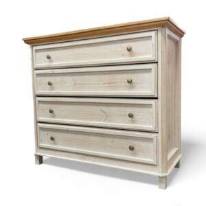 Cómoda blanca albayalde cubierta color nogal