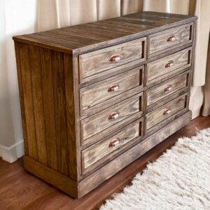 Cómoda 8 cajones café nogal