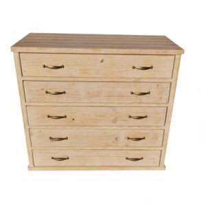 Cómoda rústica 5 cajones blanco decapado
