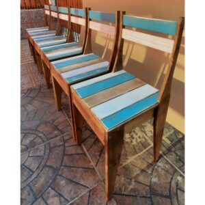 Silla Portugal cafe turquesa decapado o solido