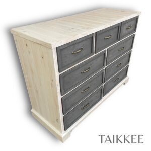 Comoda cajonera rústica 9 cajones color gris decapado