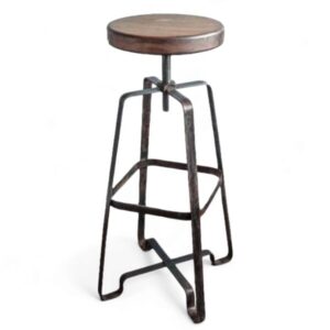 Taburete industrial hierro y madera regulable