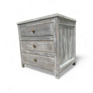 Velador rústico gris decapado 3 cajones