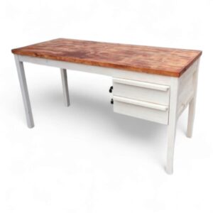 Escritorio rústico blanco Albayalde y cubierta Nogal