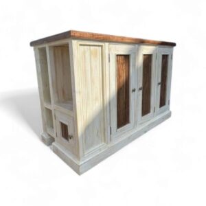 Isla rústica blanco albayalde con cubierta nogal sin taburetes