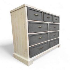 Comoda cajonera rústica 9 cajones color gris decapado