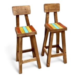 Taburete rústico con respaldo
