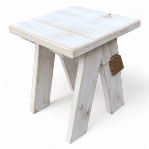 Mesita lateral rústica blanco decapado