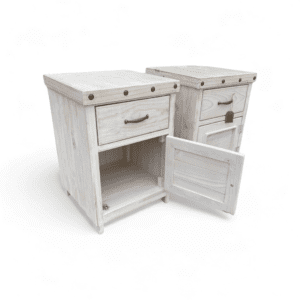 Veladores Rusticos color blanco decapado