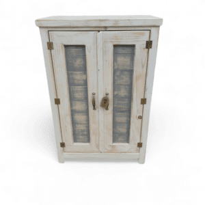 Estantería rústica blanco decapado y puertas gris vintage