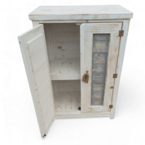 Estantería rústica blanco decapado y puertas gris vintage