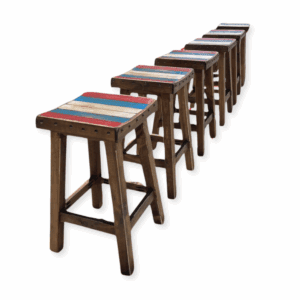 Pack 6 taburetes estructura color roble y asiento colores vintage