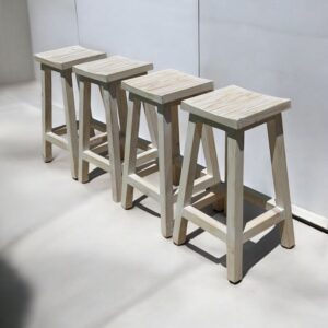pack 4 taburetes madera blanco
