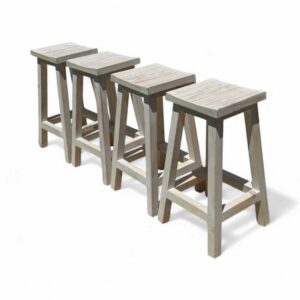 pack 4 taburetes madera blanco