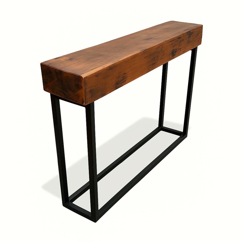 Banqueta de acero y madera maciza estilo moderno-industrial