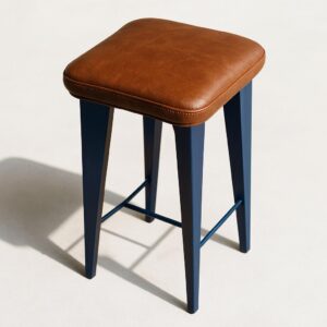 taburete industrial tapizado con eco cuero