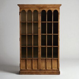 Vitrina modelo Lefontt con vidrios y 4 estantes, color nogal